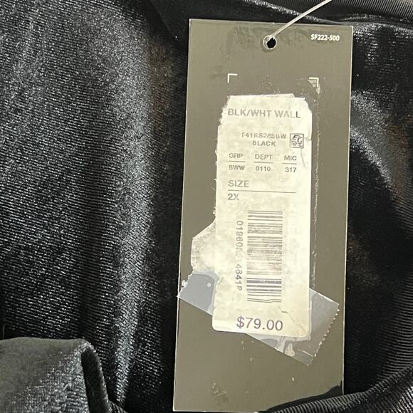 Slim Factor Investments Velvet Tunic Top 2X Black Bell Sleeve Sheer Insets - Picture 9 of 9